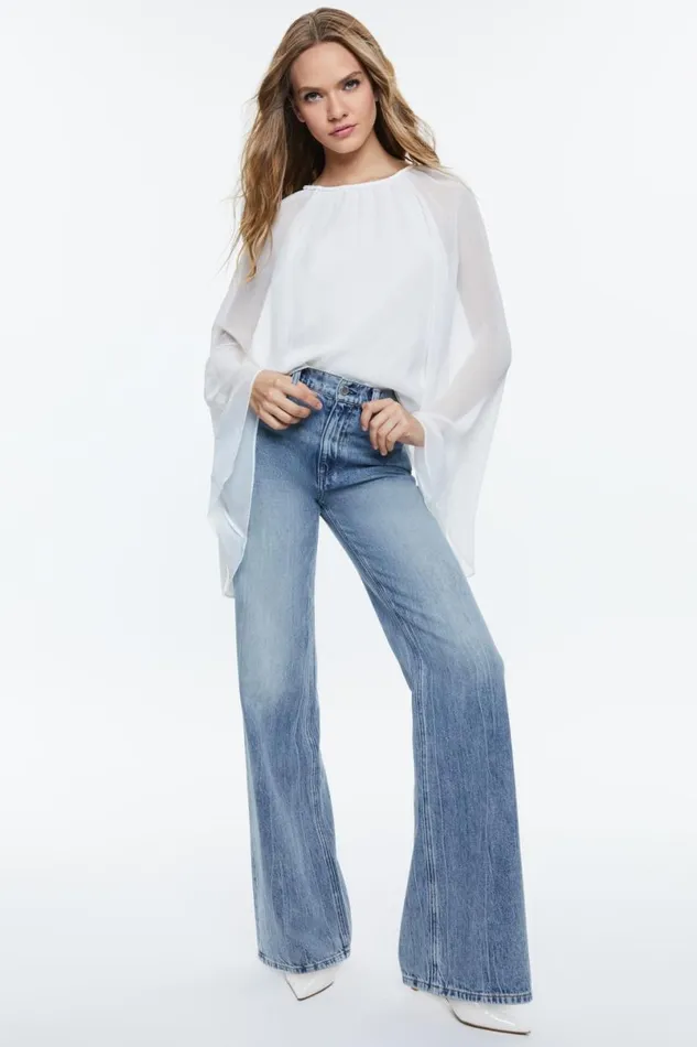 Alice Olivia Gitana Blouson Cropped Top Off White Women Tops