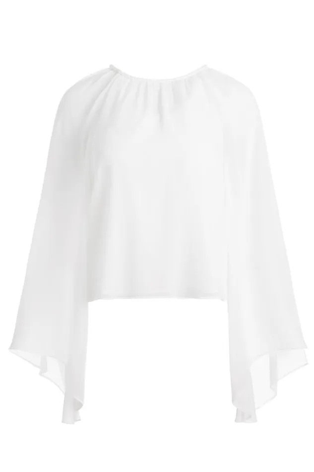 Alice Olivia Gitana Blouson Cropped Top Off White Women Tops