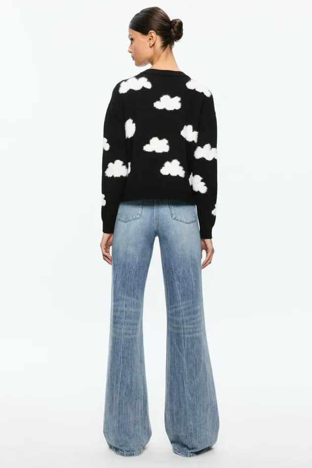 Alice Olivia Gleeson Pullover Blacksoft White Women Sweaters
