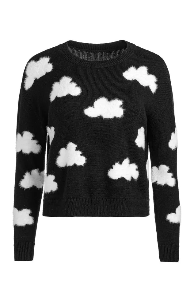 Alice Olivia Gleeson Pullover Blacksoft White Women Sweaters