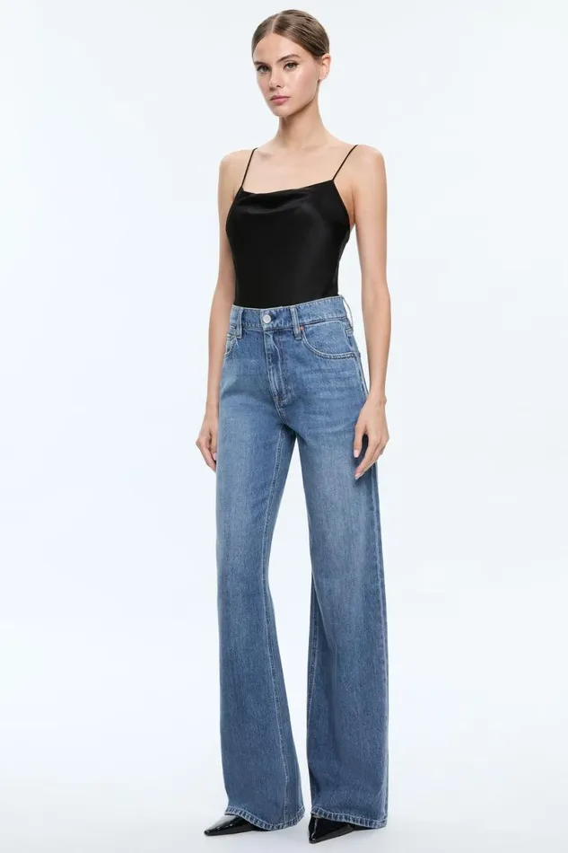Alice Olivia Harmon Bodysuit Black Women Tops