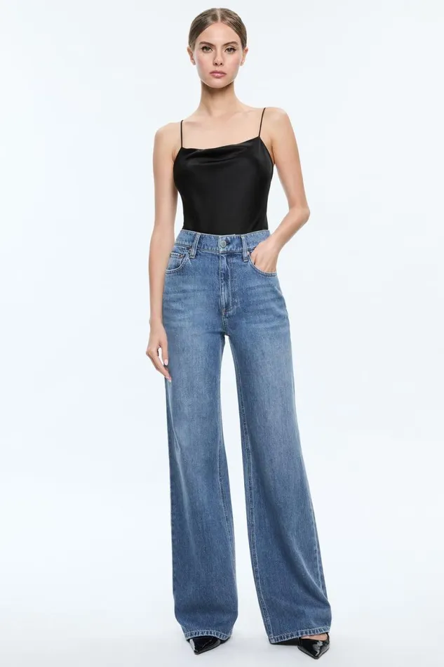 Alice Olivia Harmon Bodysuit Black Women Tops