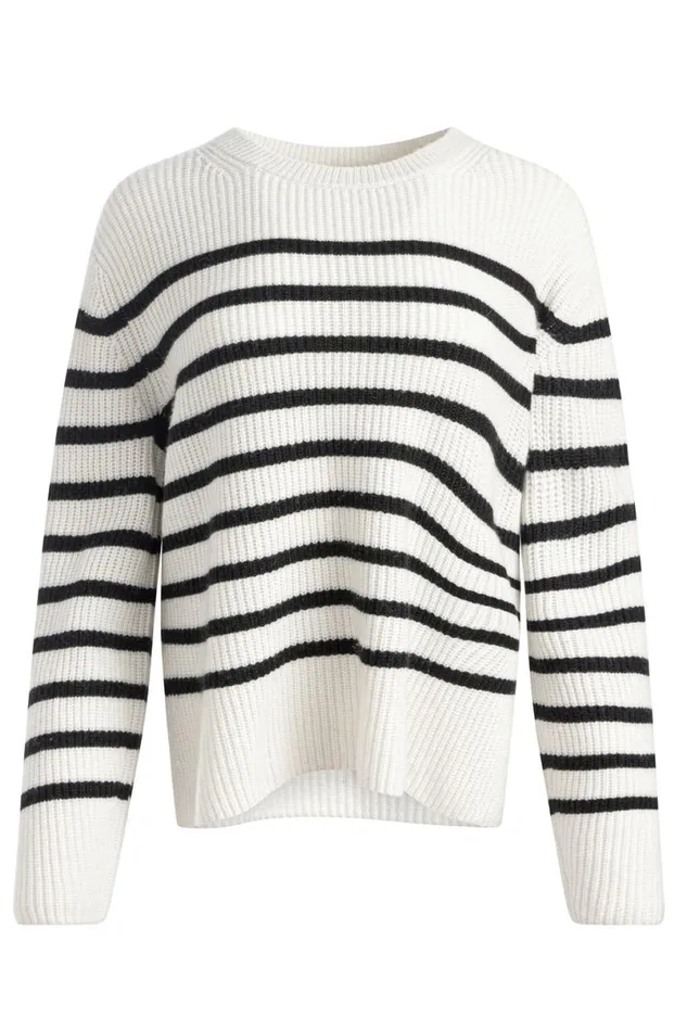 Alice Olivia Harold Striped Pullover Ecrublack Women Sweaters