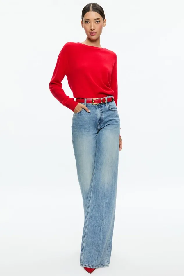 Alice Olivia Hayden Buckle Belt Bright Rubygold Women Accessories
