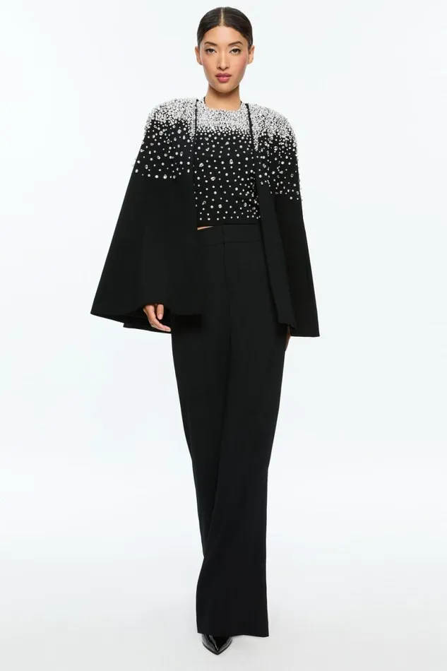 Alice Olivia Kiesha Embellished Top Blacksilver Women Tops
