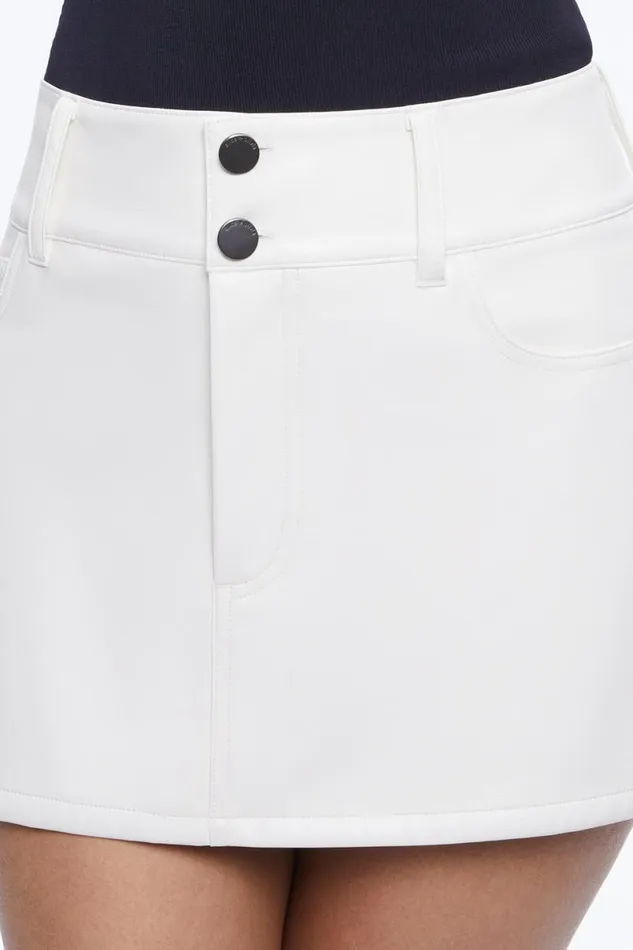 Alice Olivia Laika Low Rise Vegan Leather Mini Skirt Off White Women Skirts
