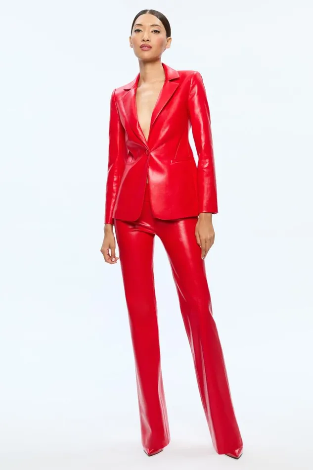 Alice Olivia Macey Vegan Blazer Bright Ruby Women Suits