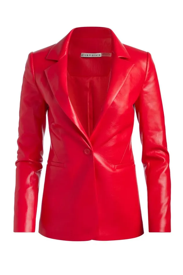 Alice Olivia Macey Vegan Blazer Bright Ruby Women Suits