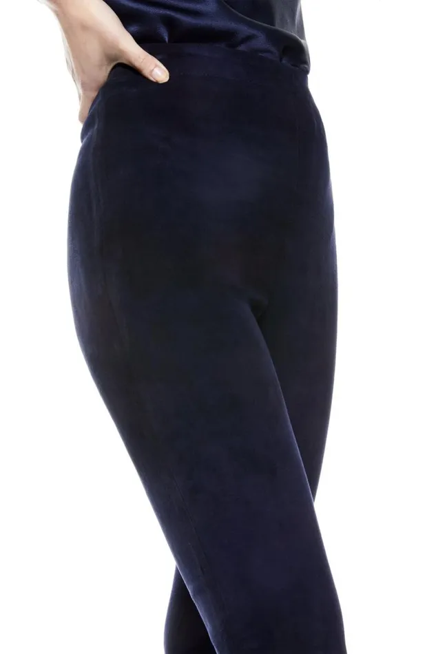 Alice Olivia Maddox Suede Legging Navy Women Pants