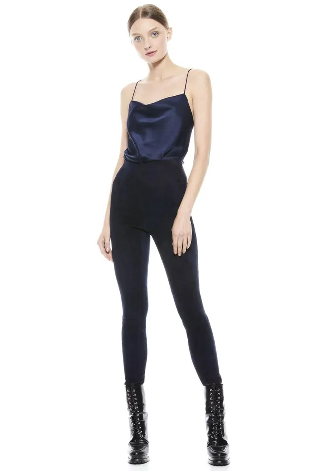 Alice Olivia Maddox Suede Legging Navy Women Pants