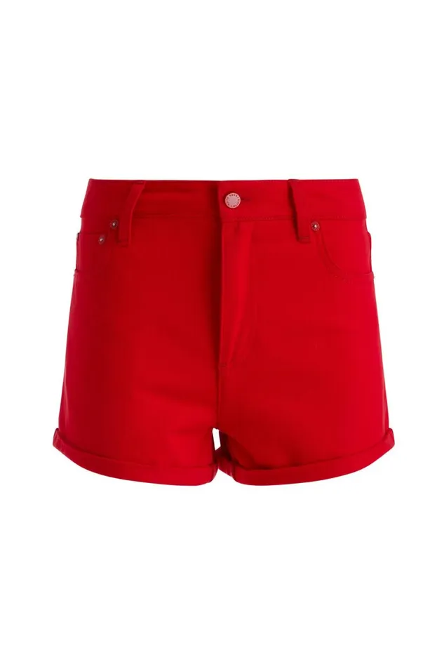 Alice Olivia Maggie Mid Rise Vintage Shorts Bright Ruby Women Shorts