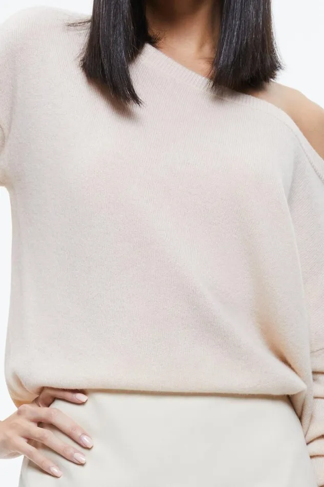 Alice Olivia Marg Cashmere Slouchy Pullover Oatmeal Heather Women Sweaters