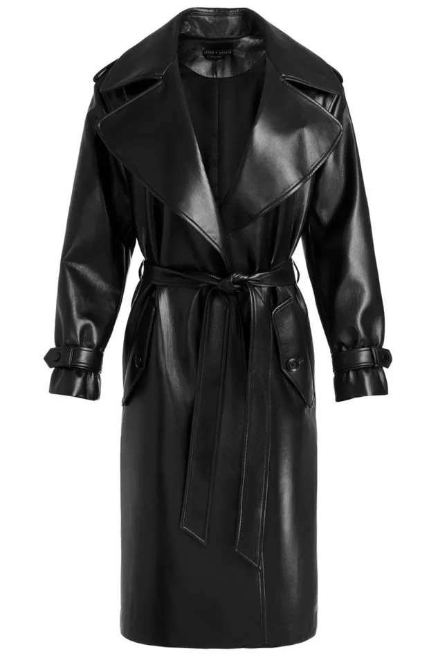 Alice Olivia Nevada Vegan Trench Black Women Outerwear