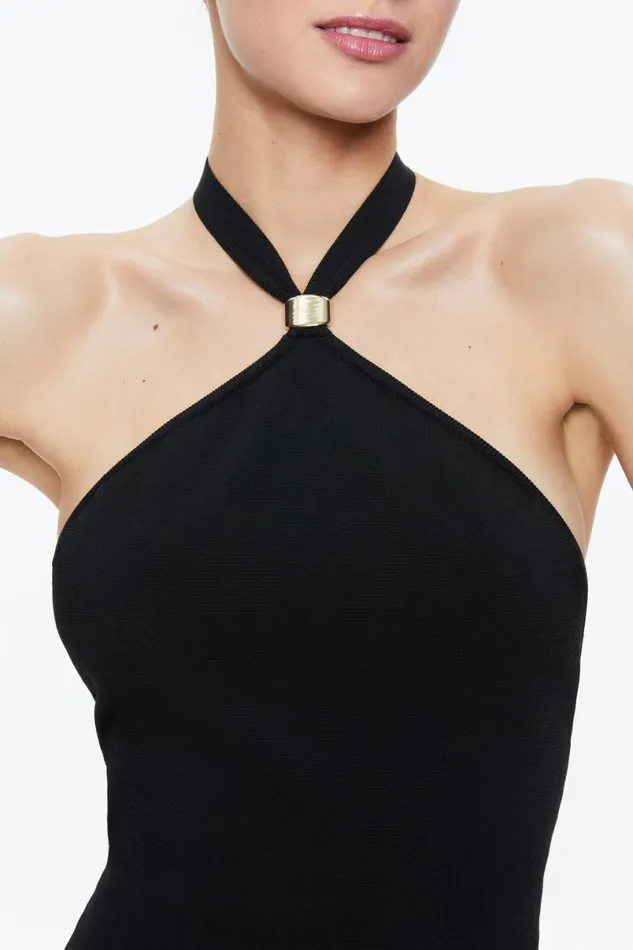 Alice Olivia Noe Halter Dress Black Women Dresses