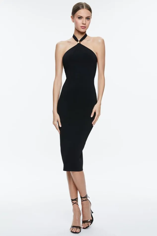 Alice Olivia Noe Halter Dress Black Women Dresses