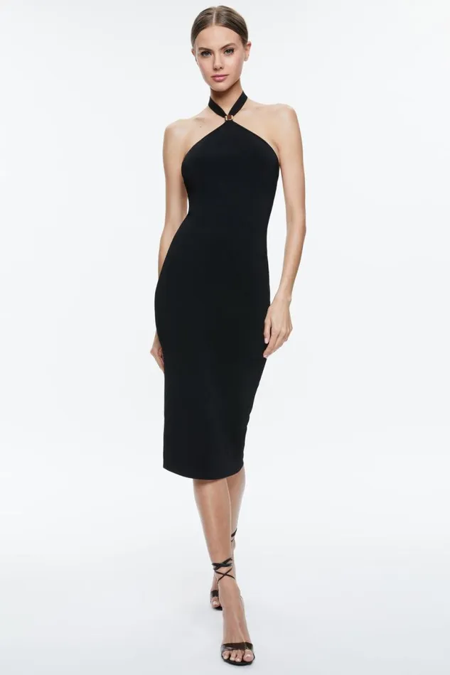 Alice Olivia Noe Halter Dress Black Women Dresses