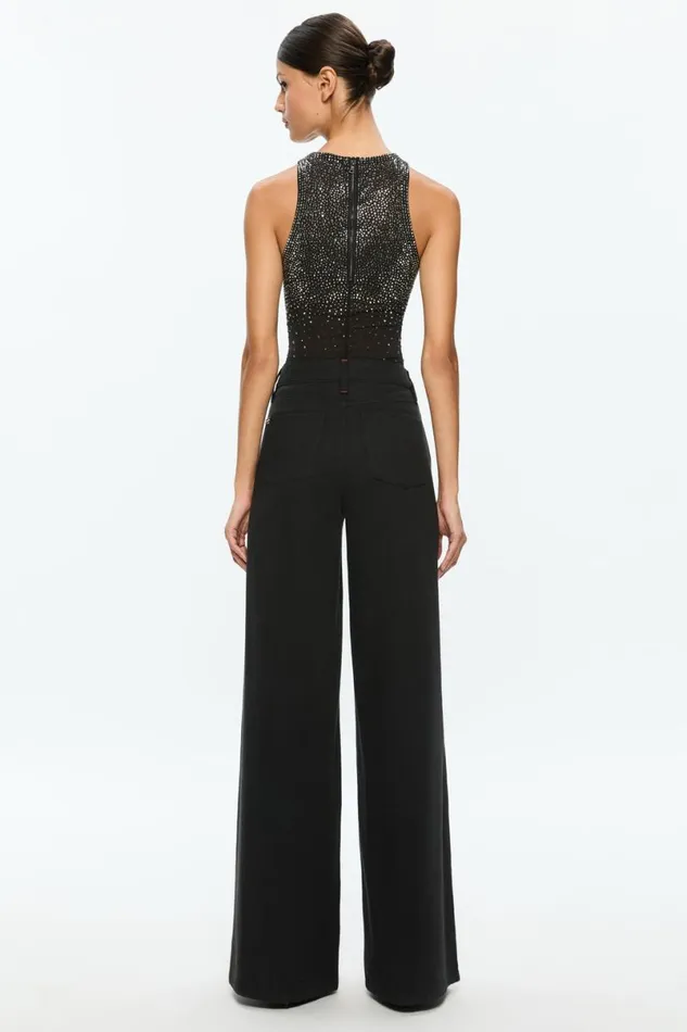 Alice Olivia Pania Embellished Top Black Women Tops
