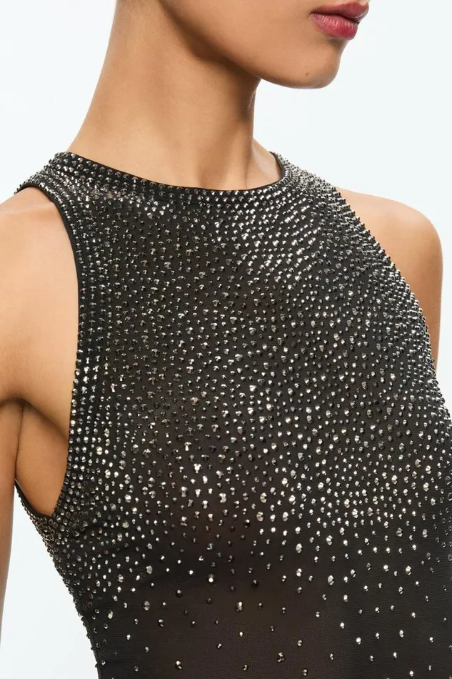Alice Olivia Pania Embellished Top Black Women Tops