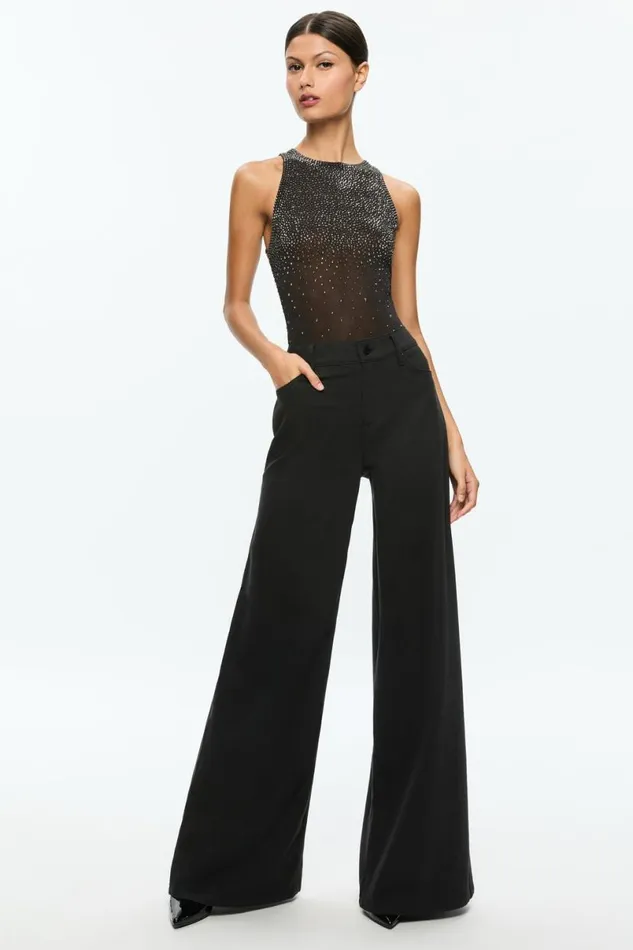 Alice Olivia Pania Embellished Top Black Women Tops