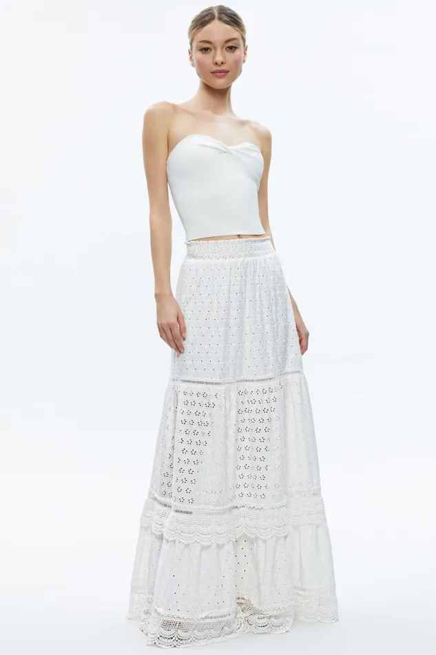 Alice Olivia Reise Panelled Maxi Skirt Off White Women Skirts