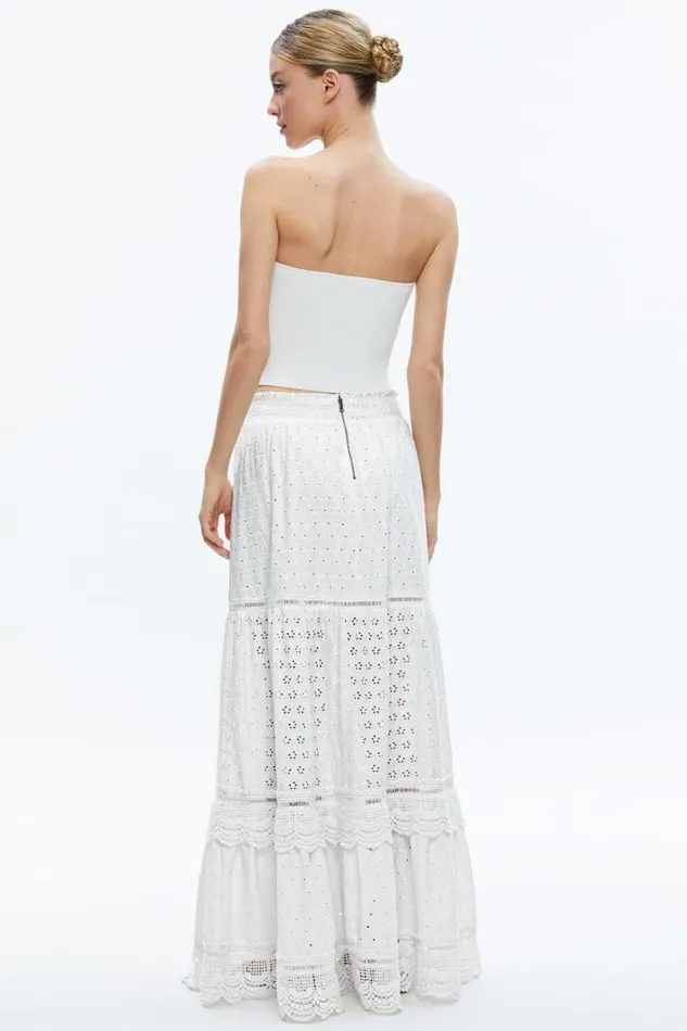 Alice Olivia Reise Panelled Maxi Skirt Off White Women Skirts