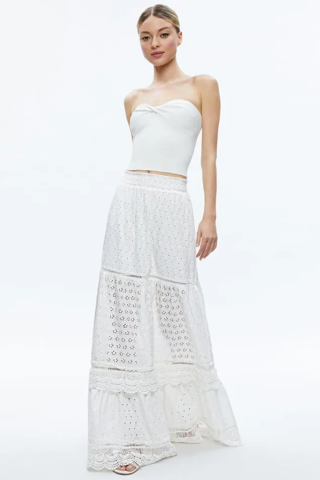 Alice Olivia Reise Panelled Maxi Skirt Off White Women Skirts