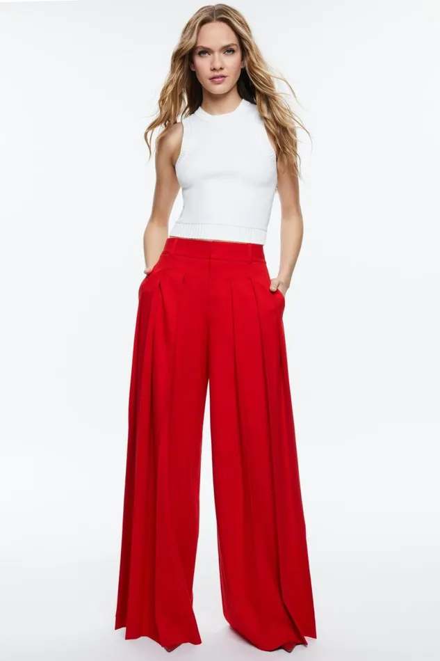 Alice Olivia Simon Trouser Red Apple Women Pants