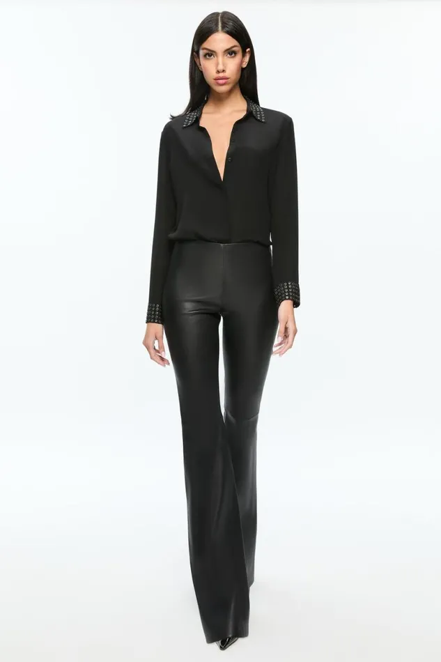 Alice Olivia Willa Grommet Top Black Women Tops