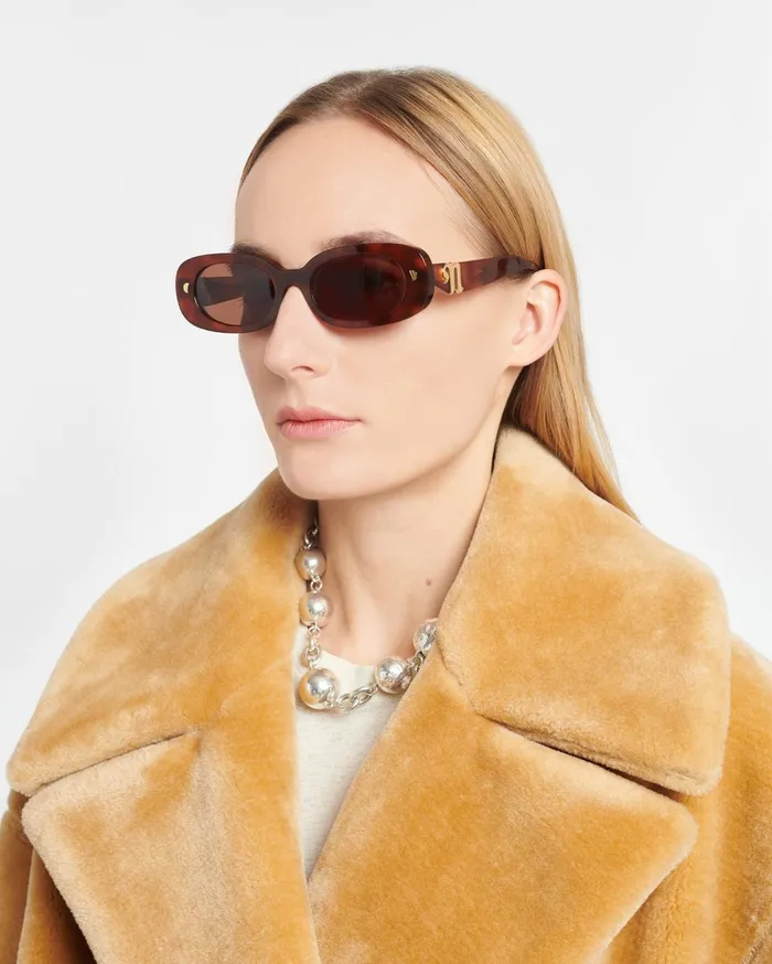 Aliza BioPlastic OvalFrame Sunglasses Light Turtle WomenMen Nanushka Eyewear