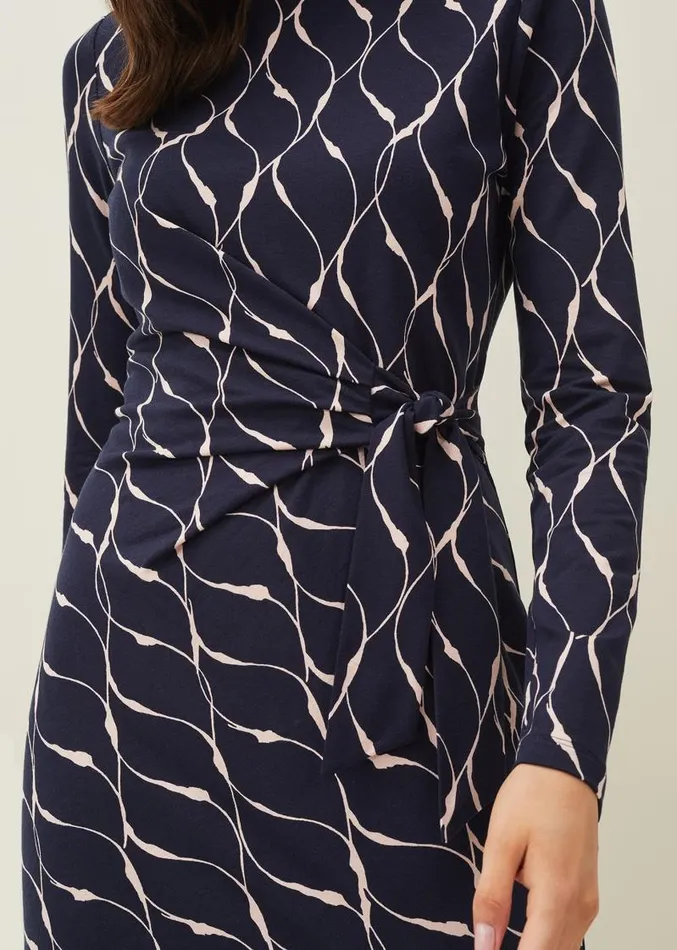 Ally Abstract Print Dress Navy Women Phase Eight Dresses