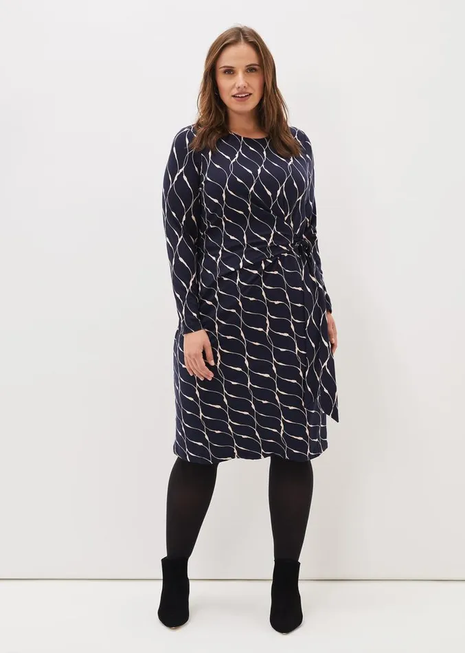 Ally Abstract Print Dress Navy Women Phase Eight Dresses