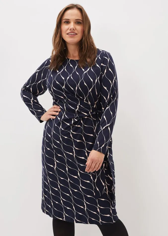 Ally Abstract Print Dress Navy Women Phase Eight Dresses