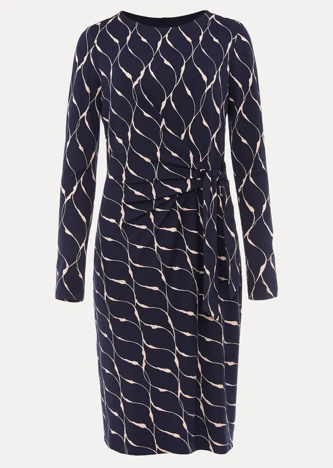 Ally Abstract Print Dress Navy Women Phase Eight Dresses