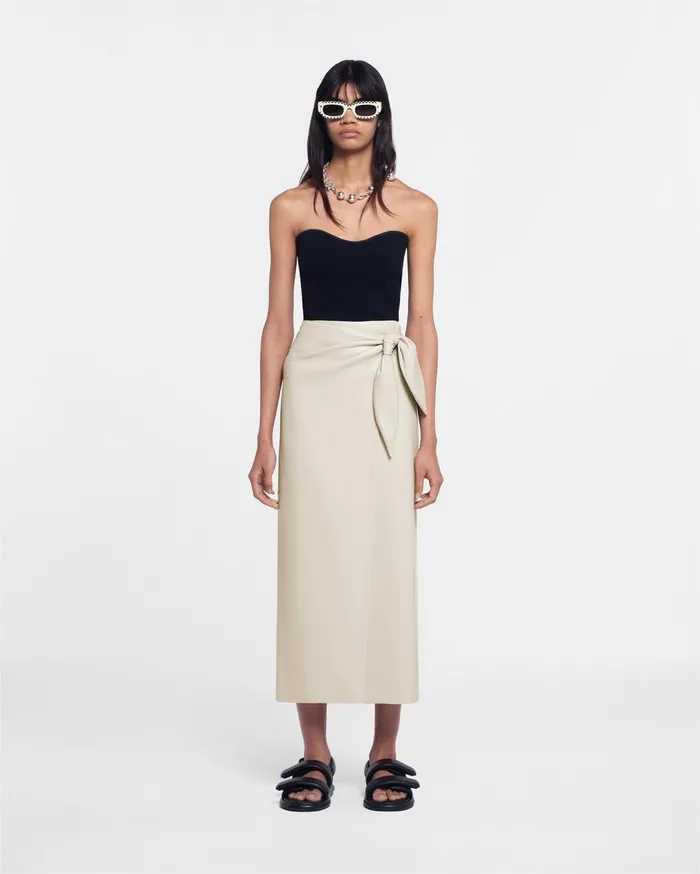 Amas Okobor AltLeather Sarong Skirt Creme Women Nanushka Skirts