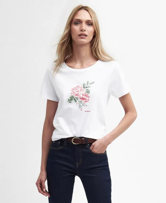 Angelonia Printed TShirt Classic White Women Barbour TShirts
