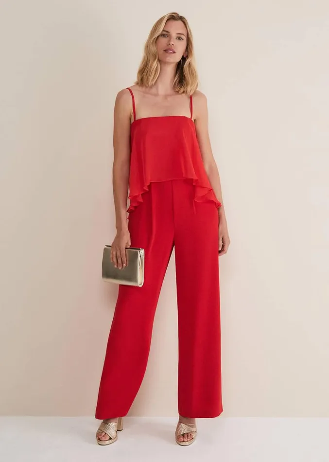 Anna Red Wide Leg Jumpsuit Fire Women Phase Eight Dresses