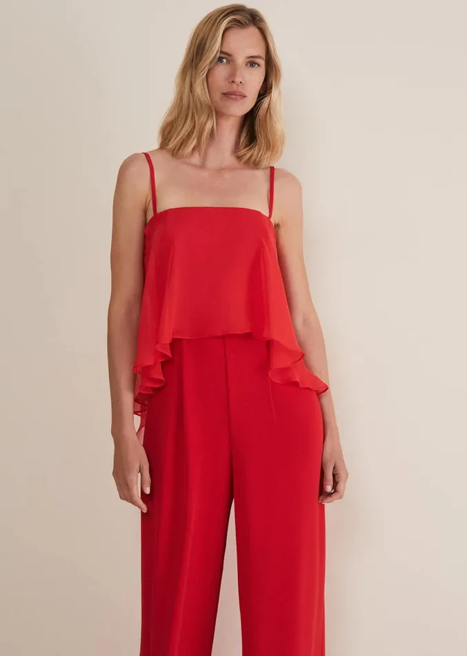 Anna Red Wide Leg Jumpsuit Fire Women Phase Eight Dresses