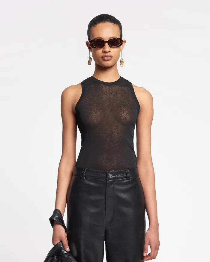 Anneke MeshJersey Tank Top Black Women Nanushka Tops