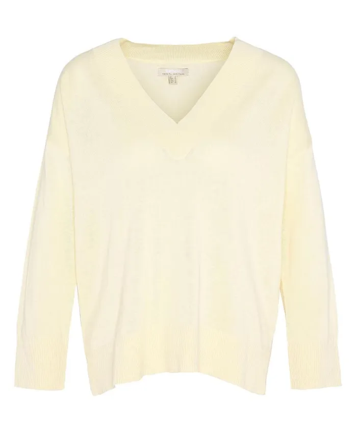 Annie VNeck Jumper Lemon Souffle Women Barbour Jumpers