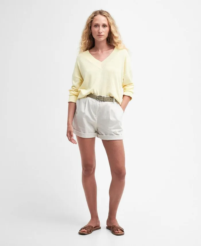 Annie VNeck Jumper Lemon Souffle Women Barbour Jumpers