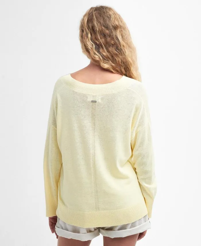 Annie VNeck Jumper Lemon Souffle Women Barbour Jumpers