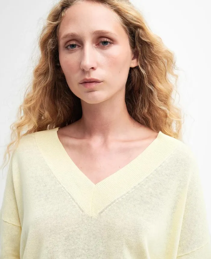 Annie VNeck Jumper Lemon Souffle Women Barbour Jumpers