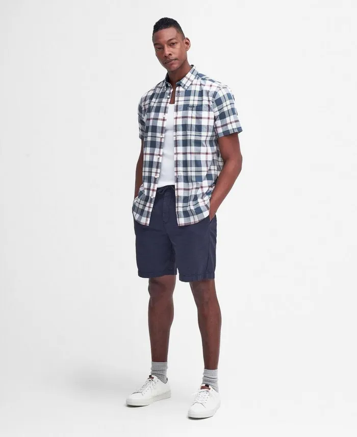 Applecross Tailored ShortSleeved Shirt Dark Slate Men Barbour Shirts