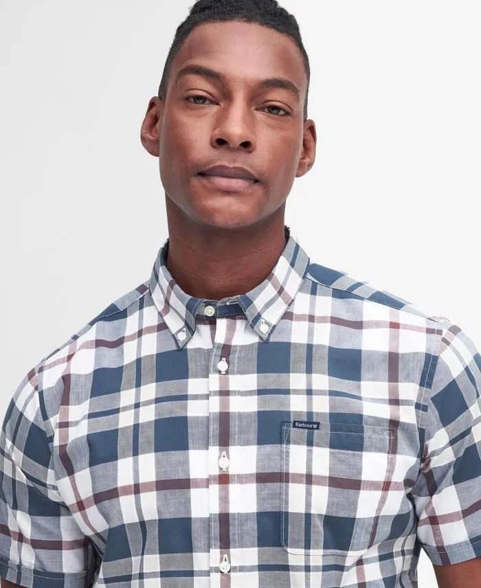 Applecross Tailored ShortSleeved Shirt Dark Slate Men Barbour Shirts
