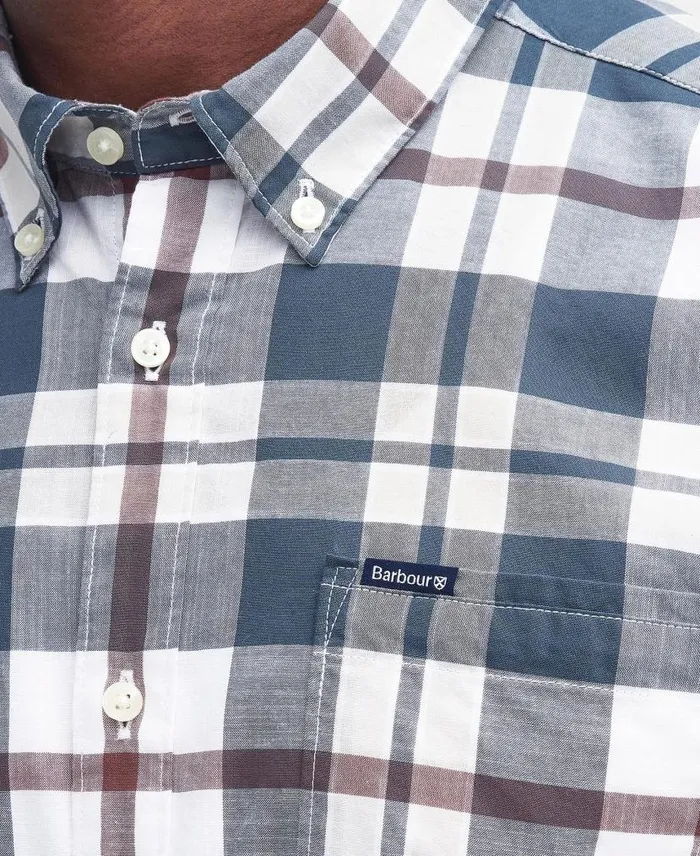 Applecross Tailored ShortSleeved Shirt Dark Slate Men Barbour Shirts