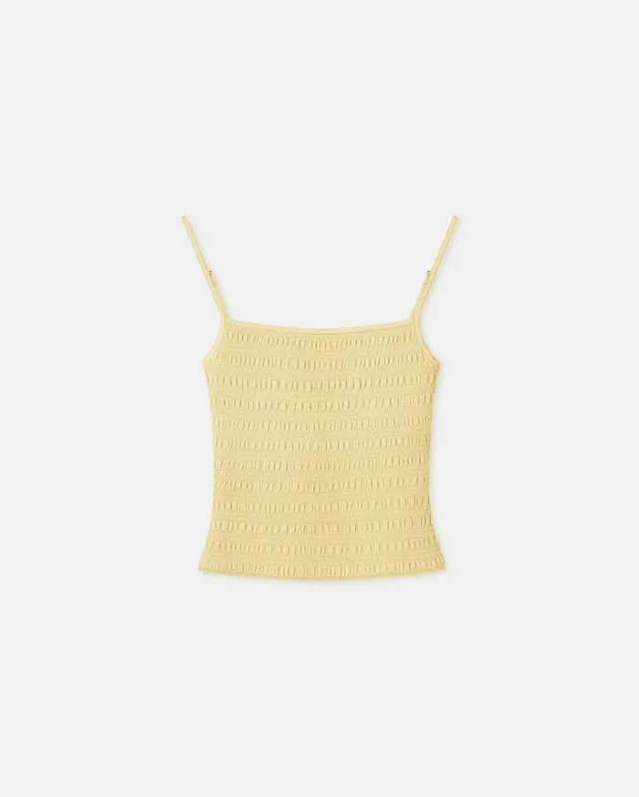 Arenda Smocked Okobor AltLeather Top Lemongrass Women Nanushka Tops