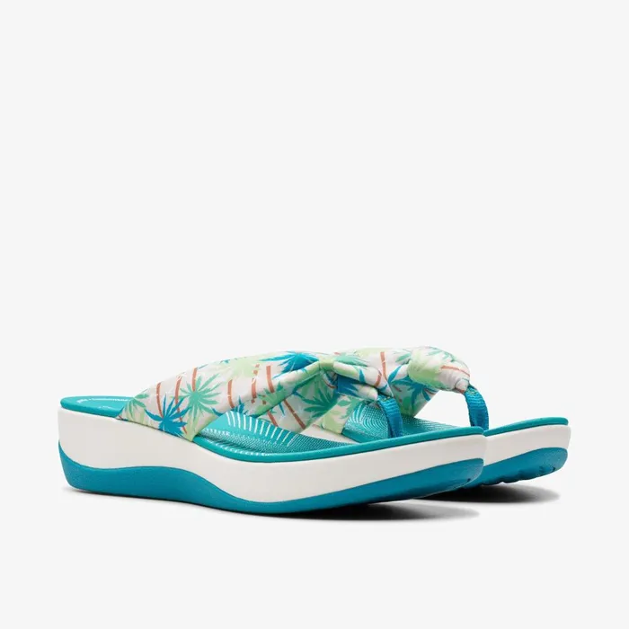 Arla Glison Green Combination Women Clarks Sandals and Flip Flops