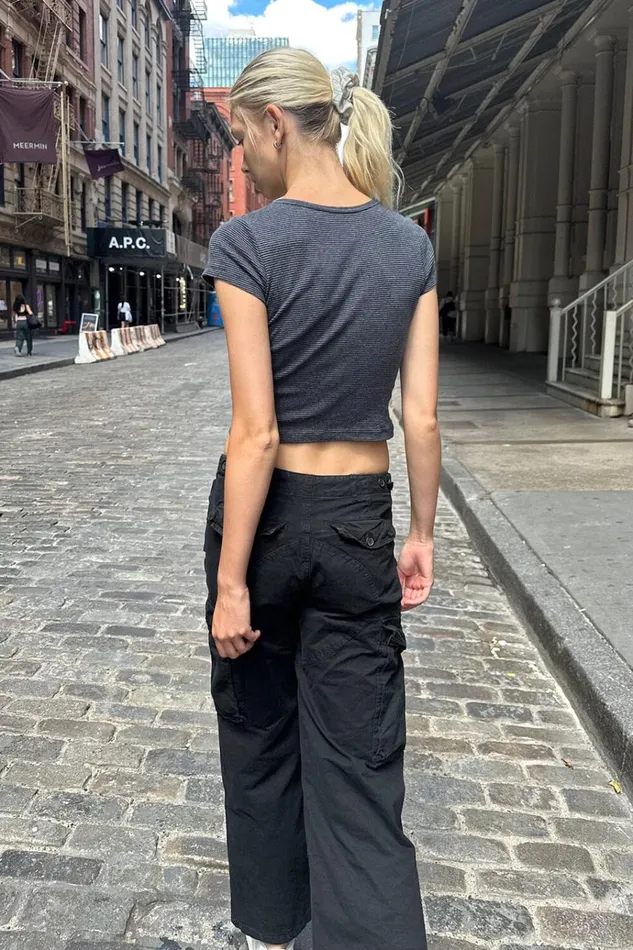 Ashlyn Striped Top Indigo Navy Stripes Women Brandy Melville Tops