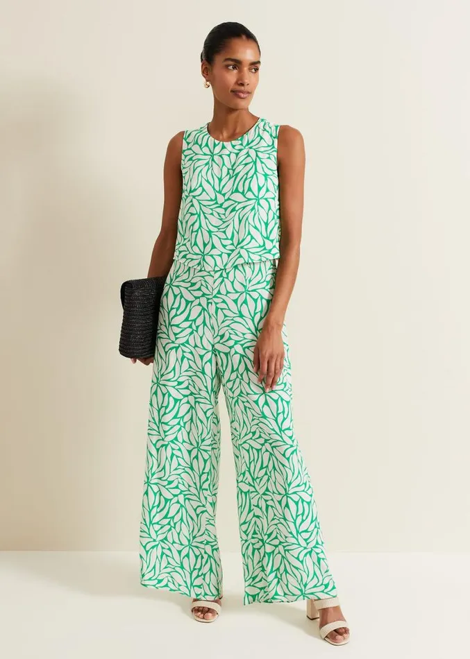 Aubrey Geo Jumpsuit Green Women Phase Eight Dresses