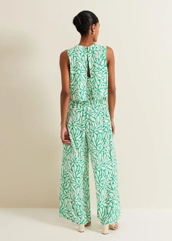 Aubrey Geo Jumpsuit Green Women Phase Eight Dresses